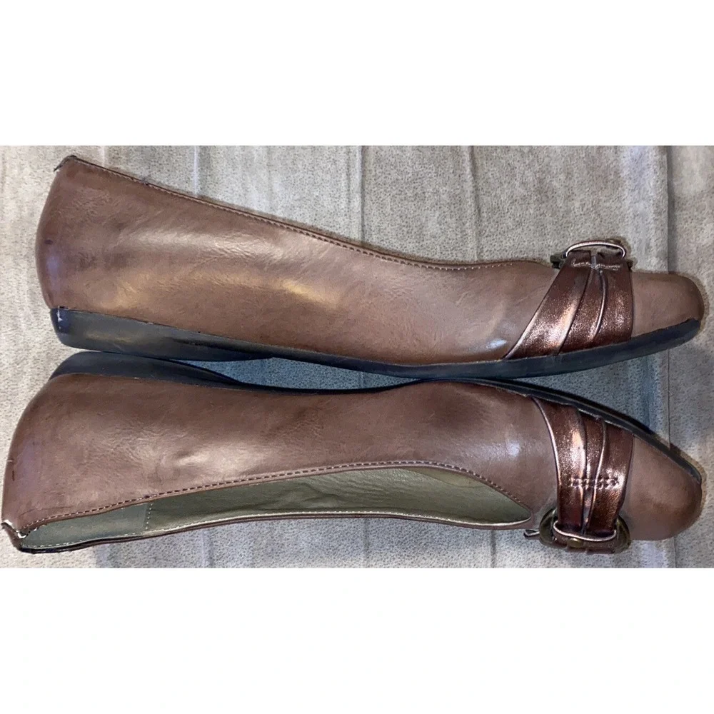 Fitzwell Phalon Ballet Flats Metallic Copper Buckle Slip On Shoes Women's 8.5 W
